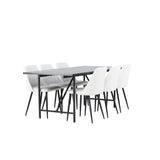 Astrid Jídelní stůl 200*75 - Matná černá / Matná černá MDF s dýhou + Noční jídelní židle - Černá / Bílá PU _6