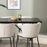 Jídelní stůl Astrid 200*75 - Matná černá / Matná černá MDF s dýhou + Jídelní židle Edina - Černá / Bílá Boucle _6