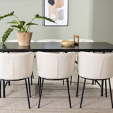 Jídelní stůl Astrid 200*75 - Matná černá / Matná černá MDF s dýhou + Jídelní židle Edina - Černá / Bílá Boucle _6