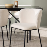 Jídelní stůl Astrid 200*75 - Matná černá / Matná černá MDF s dýhou + Jídelní židle Edina - Černá / Bílá Boucle _6