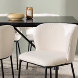 Jídelní stůl Astrid 200*75 - Matná černá / Matná černá MDF s dýhou + Jídelní židle Edina - Černá / Bílá Boucle _6