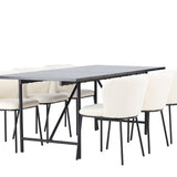 Jídelní stůl Astrid 200*75 - Matná černá / Matná černá MDF s dýhou + Jídelní židle Edina - Černá / Bílá Boucle _6