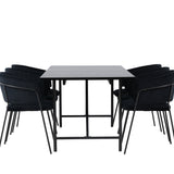 Jídelní stůl Astrid 200*75 - Matná černá / Matná černá MDF s dýhou + Jídelní židle Selma - Černá / Black Velvet _6