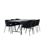 Jídelní stůl Astrid 200*75 - Matná černá / Matná černá MDF s dýhou + Jídelní židle Selma - Černá / Black Velvet _6