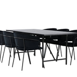 Jídelní stůl Astrid 200*75 - Matná černá / Matná černá MDF s dýhou + Jídelní židle Selma - Černá / Black Velvet _6