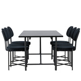 Astrid Jídelní stůl 200*75 - Matná černá / Matná černá MDF s dýhou + Jídelní židle Stella - Černá / Black Velvet _6