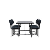 Astrid Jídelní stůl 200*75 - Matná černá / Matná černá MDF s dýhou + Jídelní židle Stella - Černá / Black Velvet _6