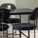 Astrid Jídelní stůl 200*75 - Matná černá / Matná černá MDF s dýhou + Jídelní židle Stella - Černá / Black Velvet _6