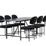 Astrid Jídelní stůl 200*75 - Matná černá / Matná černá MDF s dýhou + Jídelní židle Stella - Černá / Black Velvet _6