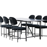 Astrid Jídelní stůl 200*75 - Matná černá / Matná černá MDF s dýhou + Jídelní židle Stella - Černá / Black Velvet _6