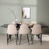 Jídelní stůl Astrid 200*75 - Matná černá / Matná černá MDF s dýhou + Jídelní židle Polar - Černá / Béžová Boucle _6