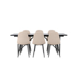 Jídelní stůl Astrid 200*75 - Matná černá / Matná černá MDF s dýhou + Jídelní židle Polar - Černá / Béžová Boucle _6