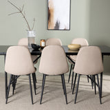 Jídelní stůl Astrid 200*75 - Matná černá / Matná černá MDF s dýhou + Jídelní židle Polar - Černá / Béžová Boucle _6