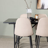 Jídelní stůl Astrid 200*75 - Matná černá / Matná černá MDF s dýhou + Jídelní židle Polar - Černá / Béžová Boucle _6