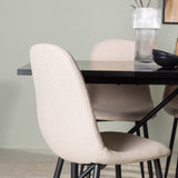 Jídelní stůl Astrid 200*75 - Matná černá / Matná černá MDF s dýhou + Jídelní židle Polar - Černá / Béžová Boucle _6