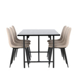 Jídelní stůl Astrid 200*75 - Matná černá / Matná černá MDF s dýhou + Jídelní židle Polar - Černá / Béžová Boucle _6