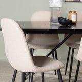 Jídelní stůl Astrid 200*75 - Matná černá / Matná černá MDF s dýhou + Jídelní židle Polar - Černá / Béžová Boucle _6