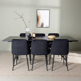 Jídelní stůl Astrid 200*75 - Matná černá / Matná černá MDF s dýhou + Noční jídelní židle - Černá / Black Velvet _6