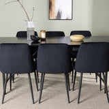 Jídelní stůl Astrid 200*75 - Matná černá / Matná černá MDF s dýhou + Noční jídelní židle - Černá / Black Velvet _6