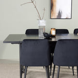 Jídelní stůl Astrid 200*75 - Matná černá / Matná černá MDF s dýhou + Noční jídelní židle - Černá / Black Velvet _6