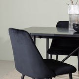 Jídelní stůl Astrid 200*75 - Matná černá / Matná černá MDF s dýhou + Noční jídelní židle - Černá / Black Velvet _6