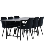 Jídelní stůl Astrid 200*75 - Matná černá / Matná černá MDF s dýhou + Noční jídelní židle - Černá / Black Velvet _6