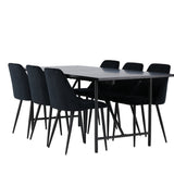 Jídelní stůl Astrid 200*75 - Matná černá / Matná černá MDF s dýhou + Noční jídelní židle - Černá / Black Velvet _6