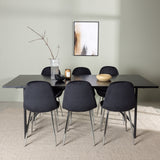 Jídelní stůl Astrid 200*75 - Matná černá / Matná černá MDF s dýhou + Jídelní židle Polar - Black Velvet / Chrome _6