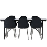 Jídelní stůl Astrid 200*75 - Matná černá / Matná černá MDF s dýhou + Jídelní židle Polar - Black Velvet / Chrome _6