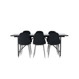 Jídelní stůl Astrid 200*75 - Matná černá / Matná černá MDF s dýhou + Jídelní židle Polar - Black Velvet / Chrome _6