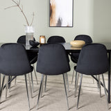 Jídelní stůl Astrid 200*75 - Matná černá / Matná černá MDF s dýhou + Jídelní židle Polar - Black Velvet / Chrome _6