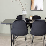 Jídelní stůl Astrid 200*75 - Matná černá / Matná černá MDF s dýhou + Jídelní židle Polar - Black Velvet / Chrome _6