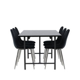 Jídelní stůl Astrid 200*75 - Matná černá / Matná černá MDF s dýhou + Jídelní židle Polar - Black Velvet / Chrome _6