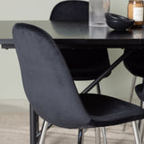 Jídelní stůl Astrid 200*75 - Matná černá / Matná černá MDF s dýhou + Jídelní židle Polar - Black Velvet / Chrome _6