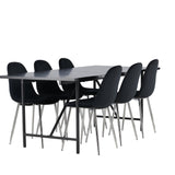 Jídelní stůl Astrid 200*75 - Matná černá / Matná černá MDF s dýhou + Jídelní židle Polar - Black Velvet / Chrome _6