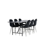 Jídelní stůl Astrid 200*75 - Matná černá / Matná černá MDF s dýhou + Jídelní židle Polar - Black Velvet / Chrome _6