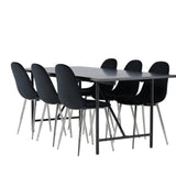 Jídelní stůl Astrid 200*75 - Matná černá / Matná černá MDF s dýhou + Jídelní židle Polar - Black Velvet / Chrome _6