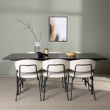 Jídelní stůl Astrid 200*75 - Matná černá / Matná černá MDF s dýhou +Chico Jídelní židle - Černá / Bílá Boucle _6