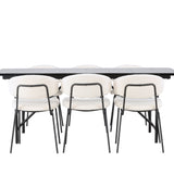 Jídelní stůl Astrid 200*75 - Matná černá / Matná černá MDF s dýhou +Chico Jídelní židle - Černá / Bílá Boucle _6