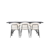 Jídelní stůl Astrid 200*75 - Matná černá / Matná černá MDF s dýhou +Chico Jídelní židle - Černá / Bílá Boucle _6