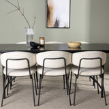 Jídelní stůl Astrid 200*75 - Matná černá / Matná černá MDF s dýhou +Chico Jídelní židle - Černá / Bílá Boucle _6