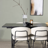 Jídelní stůl Astrid 200*75 - Matná černá / Matná černá MDF s dýhou +Chico Jídelní židle - Černá / Bílá Boucle _6