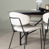 Jídelní stůl Astrid 200*75 - Matná černá / Matná černá MDF s dýhou +Chico Jídelní židle - Černá / Bílá Boucle _6