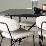 Jídelní stůl Astrid 200*75 - Matná černá / Matná černá MDF s dýhou +Chico Jídelní židle - Černá / Bílá Boucle _6