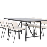 Jídelní stůl Astrid 200*75 - Matná černá / Matná černá MDF s dýhou +Chico Jídelní židle - Černá / Bílá Boucle _6