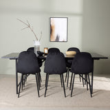 Jídelní stůl Astrid 200*75 - Matná černá / Matná černá MDF s dýhou + Jídelní židle Polar - Černé nohy / Black Velvet _6