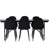 Jídelní stůl Astrid 200*75 - Matná černá / Matná černá MDF s dýhou + Jídelní židle Polar - Černé nohy / Black Velvet _6