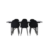 Jídelní stůl Astrid 200*75 - Matná černá / Matná černá MDF s dýhou + Jídelní židle Polar - Černé nohy / Black Velvet _6