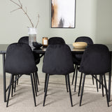 Jídelní stůl Astrid 200*75 - Matná černá / Matná černá MDF s dýhou + Jídelní židle Polar - Černé nohy / Black Velvet _6