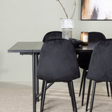 Jídelní stůl Astrid 200*75 - Matná černá / Matná černá MDF s dýhou + Jídelní židle Polar - Černé nohy / Black Velvet _6